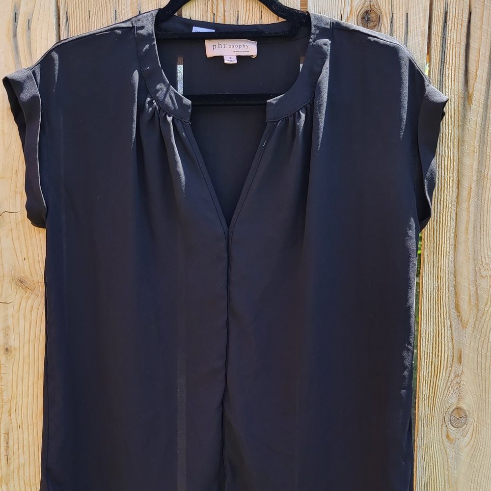 Philosophy -  Semi sheer, black, v-neck top